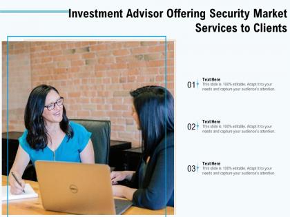 Investment advisor offering security market services to clients