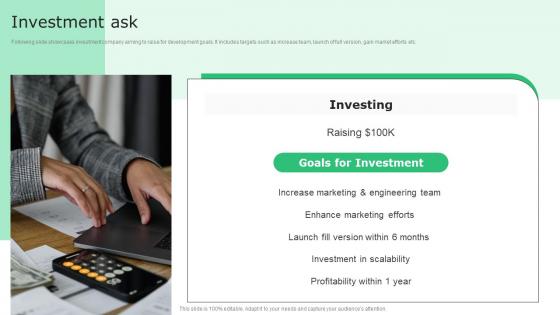 Investment Ask Boon Investor Funding Elevator Pitch Deck