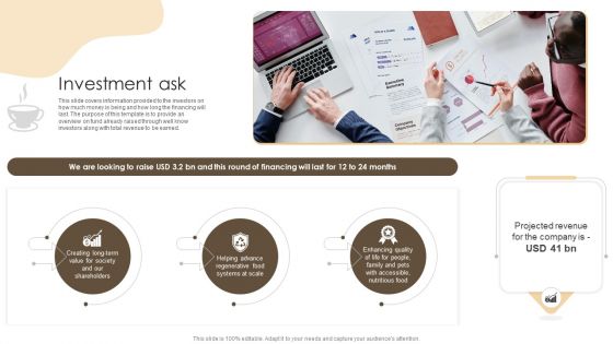 Investment Ask Nestle Investor Funding Elevator Pitch Deck