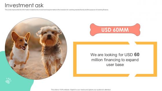 Investment Ask Pet Sitting Service Investor Funding Elevator Pitch Deck