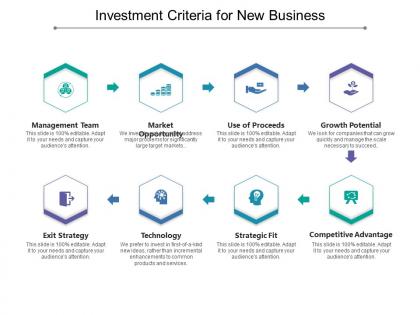Investment criteria for new business