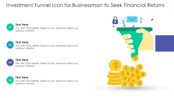 Investment funnel icon for businessman to seek financial returns