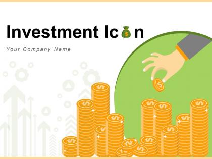 Investment icon building funnel upward arrow sprinklers coins