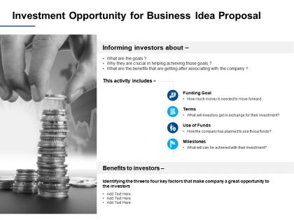 Investment opportunity for business idea proposal ppt powerpoint presentation infographics graphic
