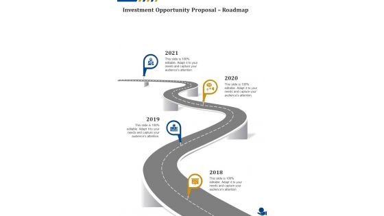Investment Opportunity Proposal Roadmap One Pager Sample Example Document