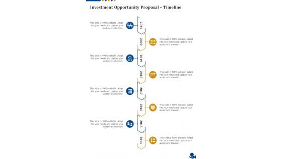 Investment Opportunity Proposal Timeline One Pager Sample Example Document