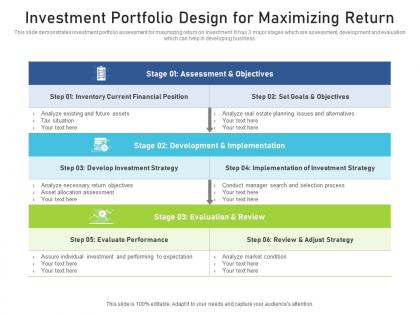 Investment portfolio design for maximizing return