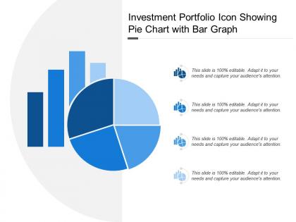 Investment portfolio icon showing pie chart with bar graph