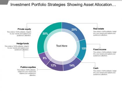 Investment portfolio strategies showing asset allocation include fixed income and private equity
