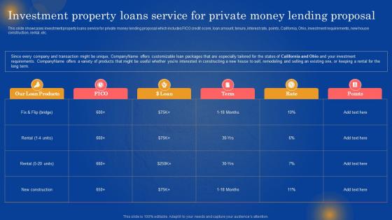Investment Property Loans Service For Private Money Private Mortgage Lender Proposal