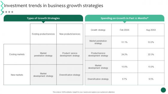 Investment Trends In Business Growth Strategies Business Growth And Success Strategic Guide Strategy SS