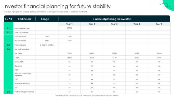 Investor Financial Planning For Future Stability