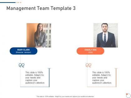 Investor pitch deck for startup fundraising management team template 3 ppt ideas