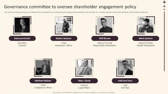 Investor Relations And Communication Governance Committee To Oversee Shareholder Engagement Policy
