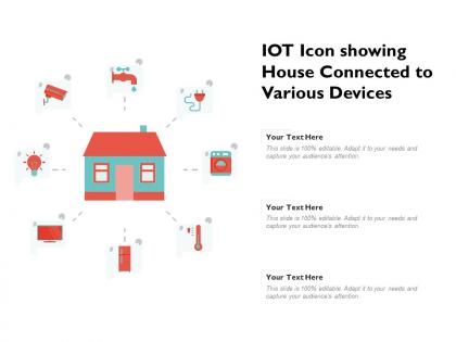 Iot icon showing house connected to various devices