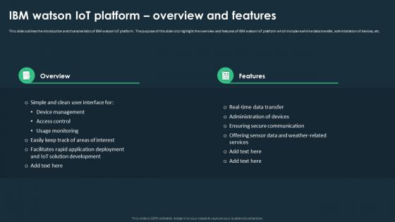 IoT Platforms For Smart Device IBM Watson IoT Platform Overview And Features