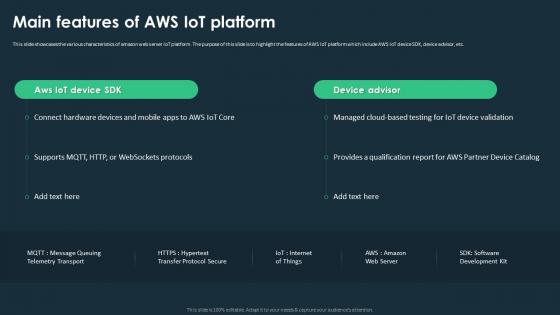 IoT Platforms For Smart Device Main Features Of Aws IoT Platform