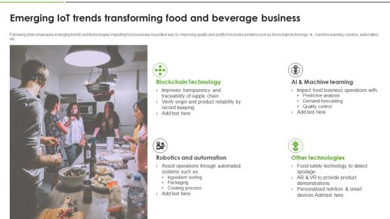 IoT Solutions For Transforming Food Emerging IoT Trends Transforming Food And Beverage IoT SS