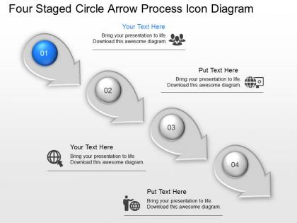 Ir four staged circle arrow process icon diagram powerpoint template