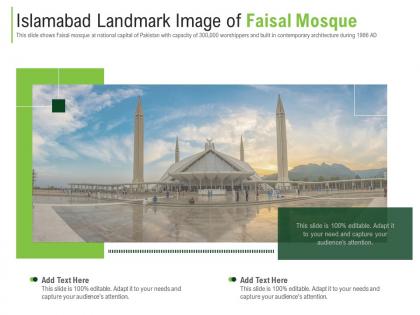 Islamabad landmark image of faisal mosque powerpoint presentation ppt template
