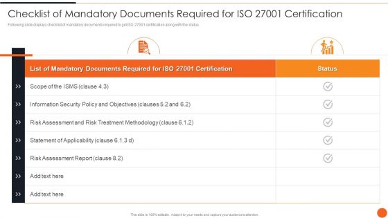 Iso 27001 Certification Process Checklist Of Mandatory Documents Required For Iso 27001 Certification
