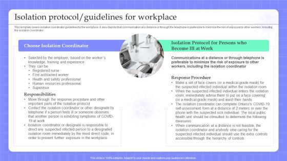 Isolation Protocol Guidelines For Workplace Pandemic Business Strategy Playbook
