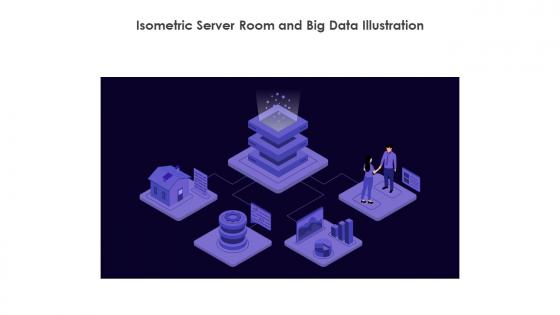Isometric Server Room And Big Data Illustration
