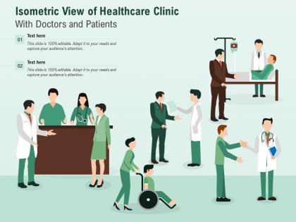 Isometric view of healthcare clinic with doctors and patients