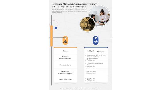 Issues And Mitigation Approaches Employe WFH Policy One Pager Sample Example Document