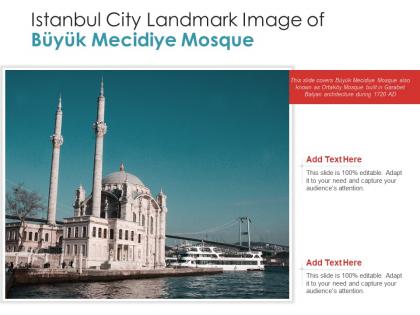 Istanbul city landmark image of buyuk mecidiye mosque powerpoint presentation ppt template