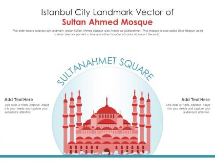 Istanbul city landmark vector of sultan ahmed mosque powerpoint presentation ppt template