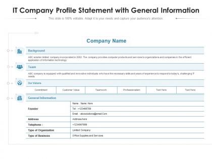 It company profile statement with general information