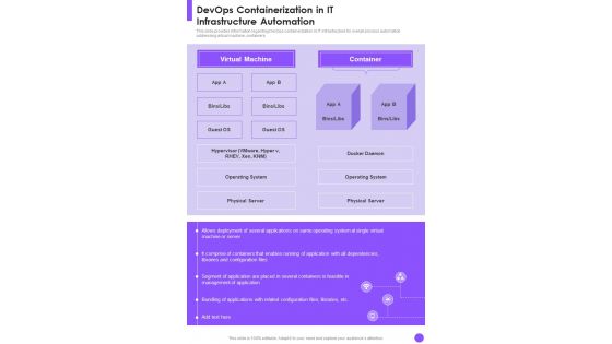 It Infrastructure Devops Containerization In It Infrastructure One Pager Sample Example Document