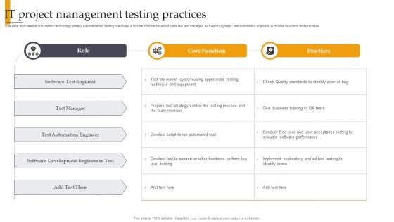 IT Project Management Testing Practices