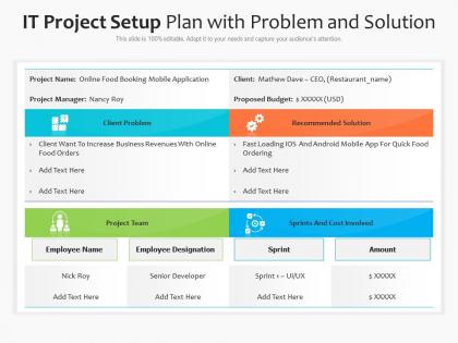 It project setup plan with problem and solution