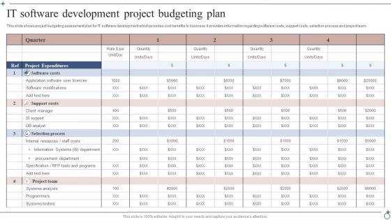 IT Software Development Project Budgeting Plan