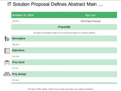 It solution proposal defines description objectives project cycle and design
