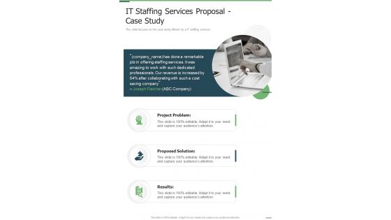 IT Staffing Services Proposal Case Study One Pager Sample Example Document