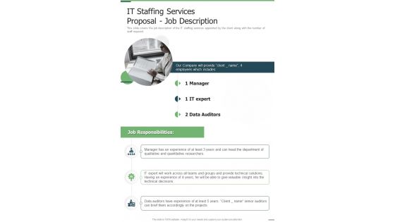 IT Staffing Services Proposal Job Description One Pager Sample Example Document