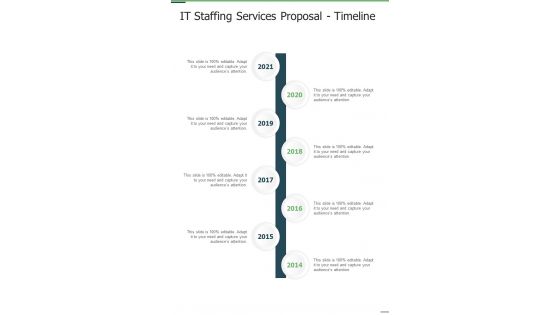 IT Staffing Services Proposal Timeline One Pager Sample Example Document