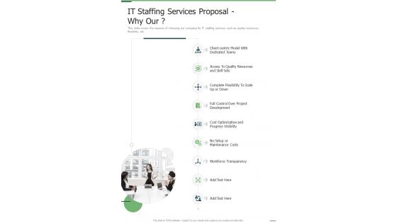 IT Staffing Services Proposal Why Our One Pager Sample Example Document