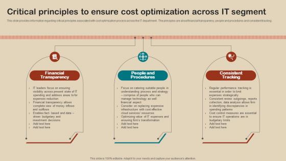 IT Strategy Planning Guide Critical Principles To Ensure Cost Optimization Across IT Segment Strategy SS V