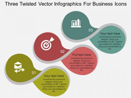 It three twisted vector infographics for business icons flat powerpoint design