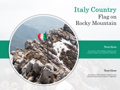 Italy country flag on rocky mountain