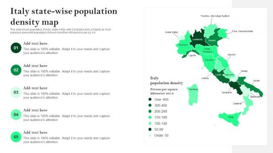 Italy State Wise Population Density Map
