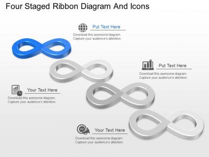 Iu four staged ribbon diagram and icons powerpoint template