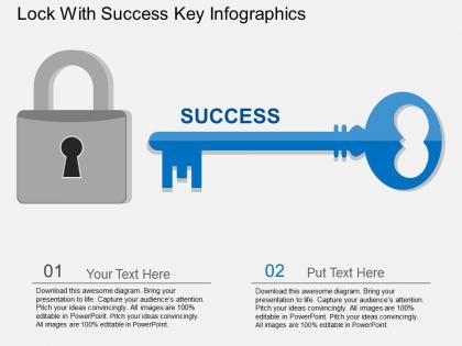 Iu lock with success key infographics flat powerpoint design