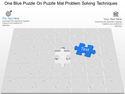 Iw one blue puzzle on puzzle mat problem solving techniques powerpoint template