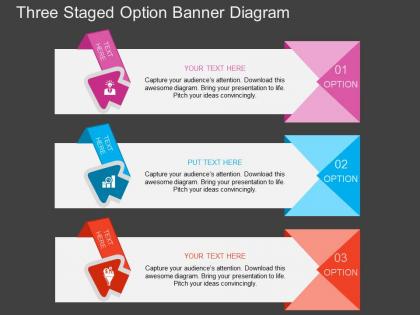 Iw three staged option banner diagram flat powerpoint design