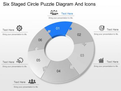 Iy six staged circle puzzle diagram and icons powerpoint template